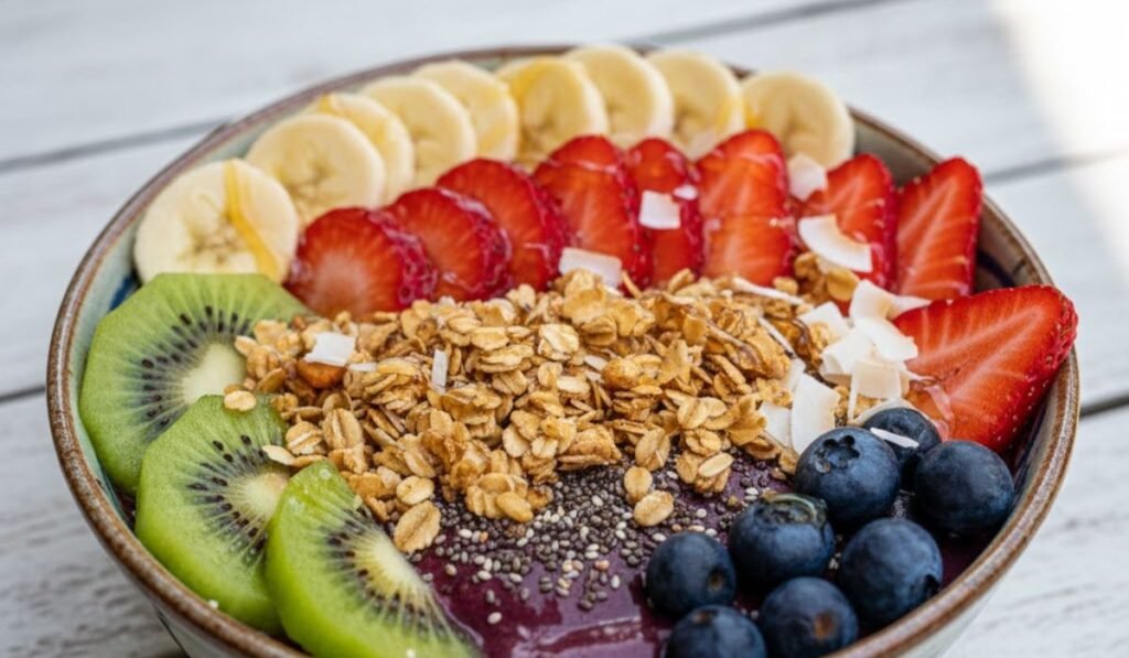 are acai bowls healthy - fresh acai bowl with berries and nuts