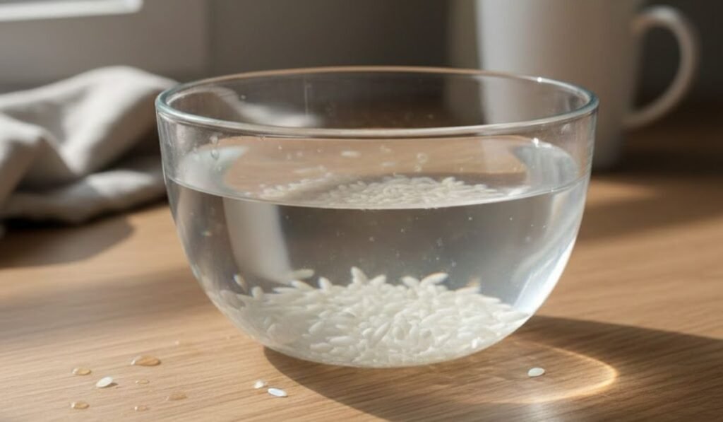Preparing rice water for face to minimize side effects of rice water on face.
