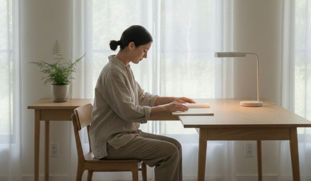 Applying binuscx principles for focused, single-tasking work in a clean space.