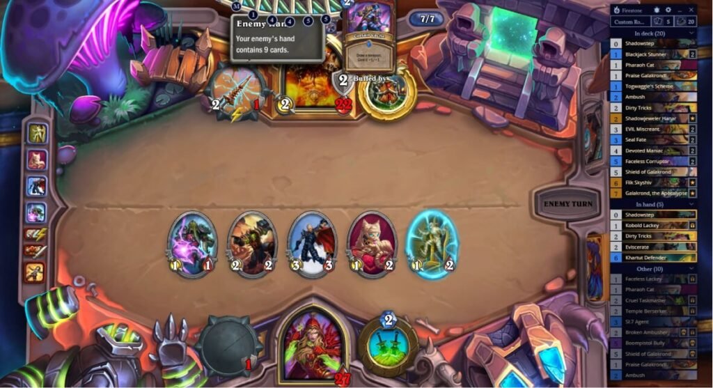  Firestone Hearthstone overlay showing deck tracking and opponent hand